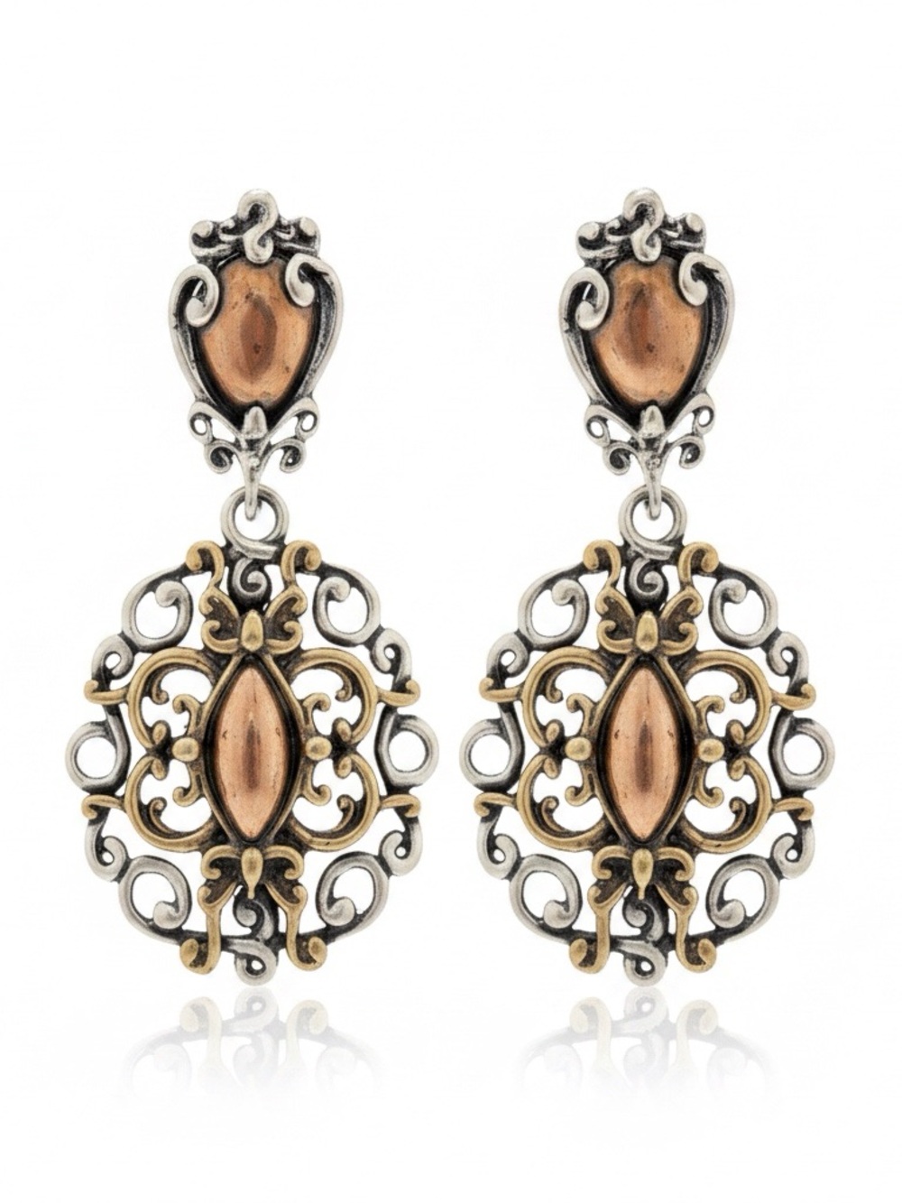 Carolyn Pollack Sterling Silver, Brass and Bronze Earrings -